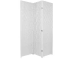 Woven Room Divider Screen White 3 Panel