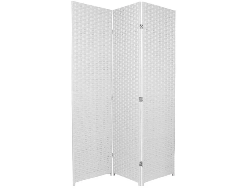 Woven Room Divider Screen White 3 Panel