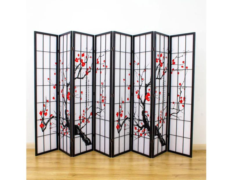 Cherry Blossom Room Divider Screen Black 8 Panel