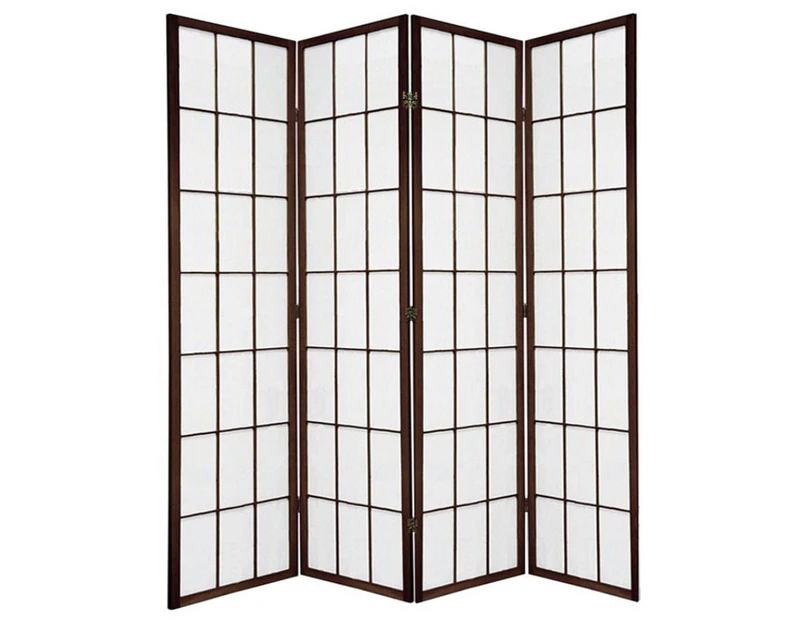 Shoji Room Divider Screen Brown 4 Panel