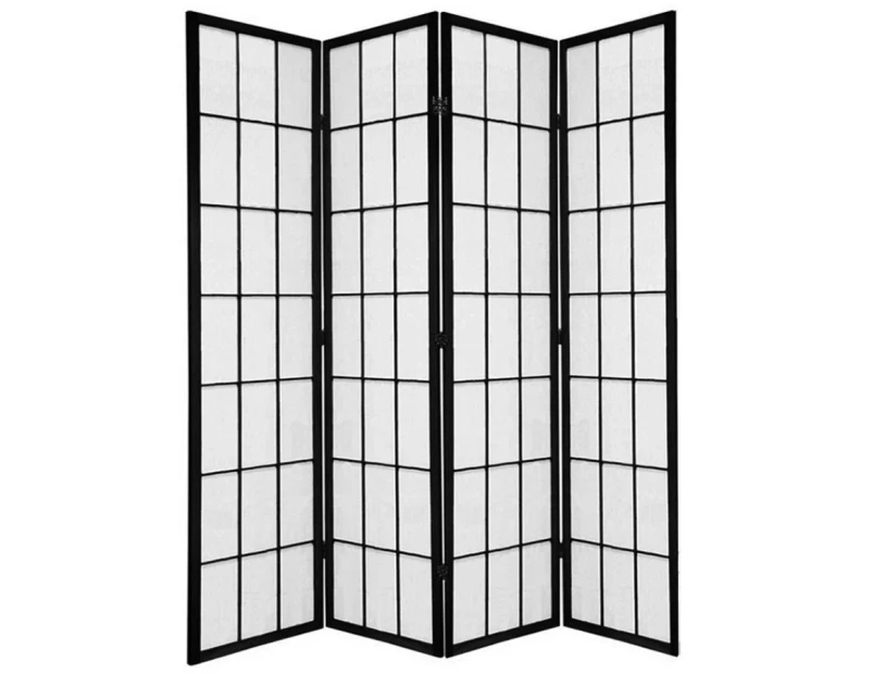 Shoji Room Divider Screen Black 4 Panel