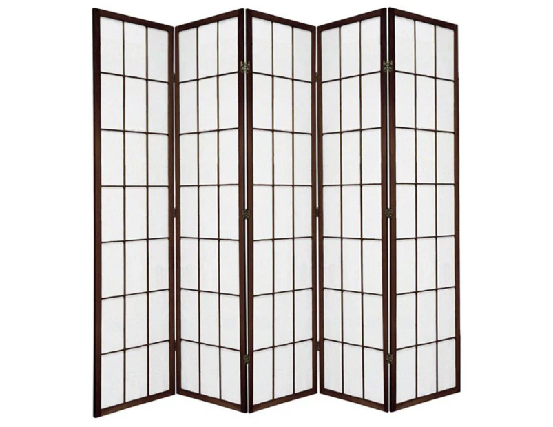 Shoji Room Divider Screen Brown 5 Panel