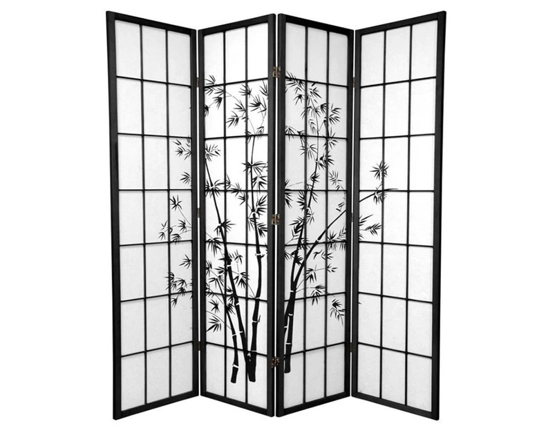 Zen Garden Room Divider Screen Black 4 Panel