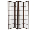 Cross Room Divider Screen Brown 4 Panel