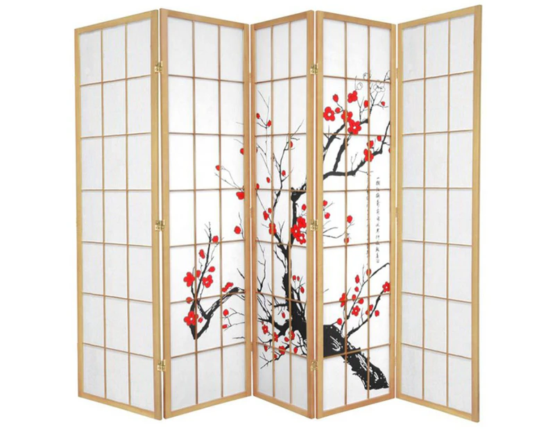 Cherry Blossom Room Divider Screen Natural 5 Panel