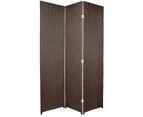 Woven Room Divider Screen Brown 3 Panel