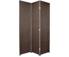 Woven Room Divider Screen Brown 3 Panel