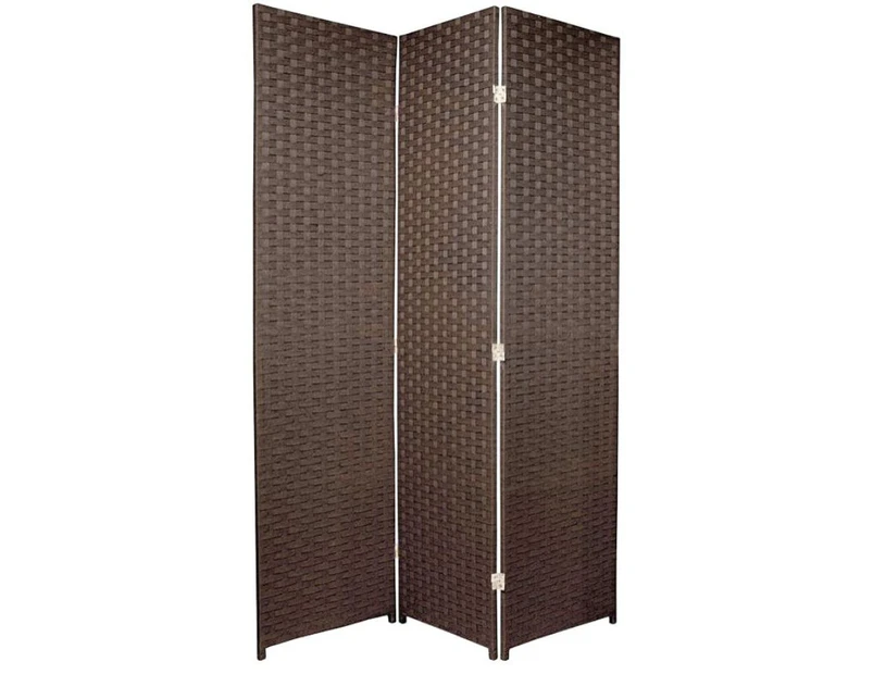 Woven Room Divider Screen Brown 3 Panel