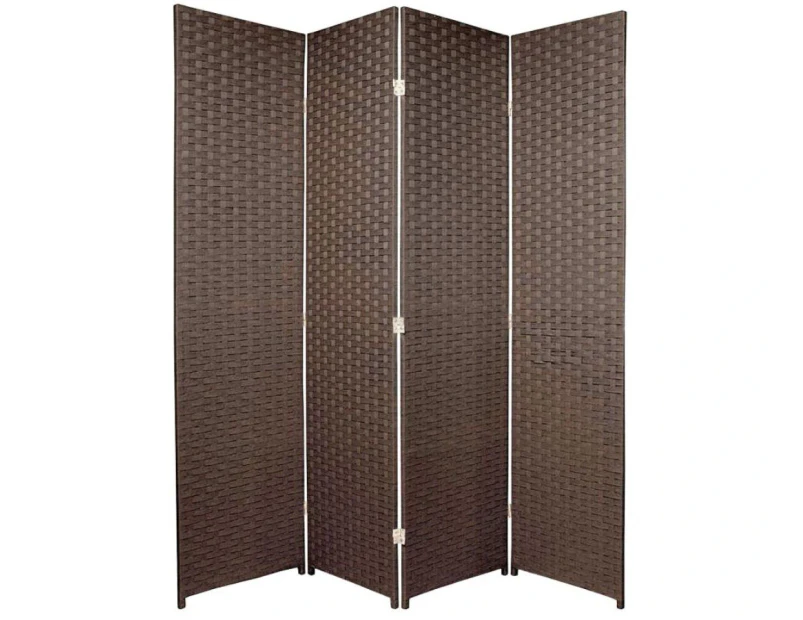 Woven Room Divider Screen Brown 4 Panel