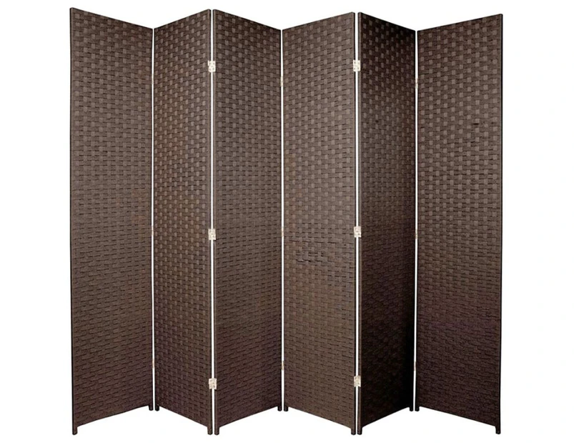 Woven Room Divider Screen Brown 6 Panel