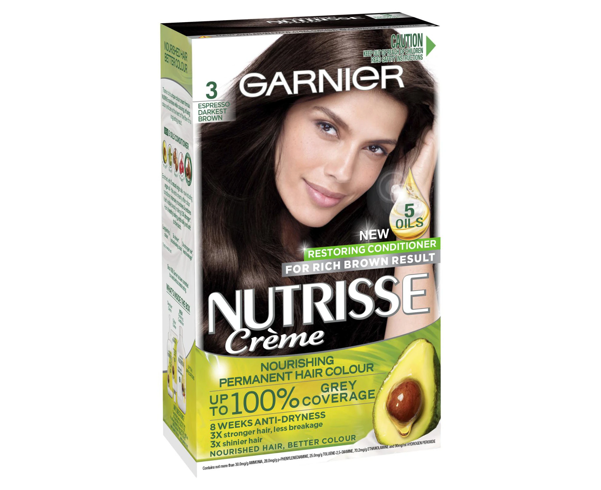 Garnier Nutrisse Permanent Hair Colour - 3 Espresso Darkest Brown