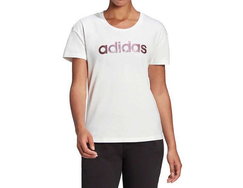 Adidas Women's Graphic Crewneck Tee / T-Shirt / Tshirt - White