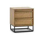 Averi 2 Drawer Bedside Table Nightstand in Natural Oak Wood Modern Contemporary