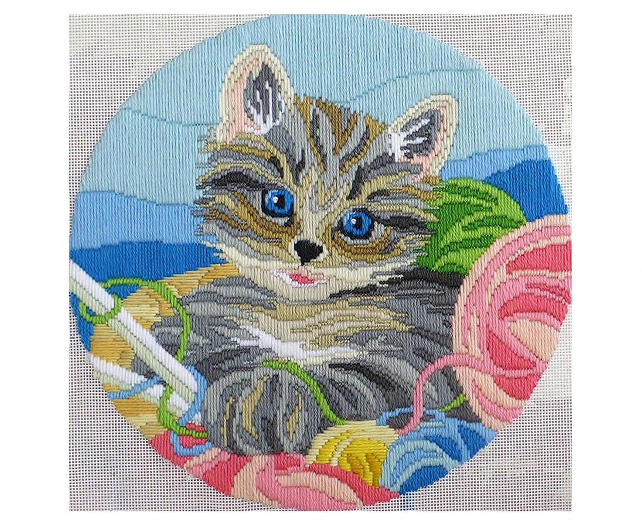 Country Threads 28cm Long Stitch Knitting Kitten Cross Stitch Kit