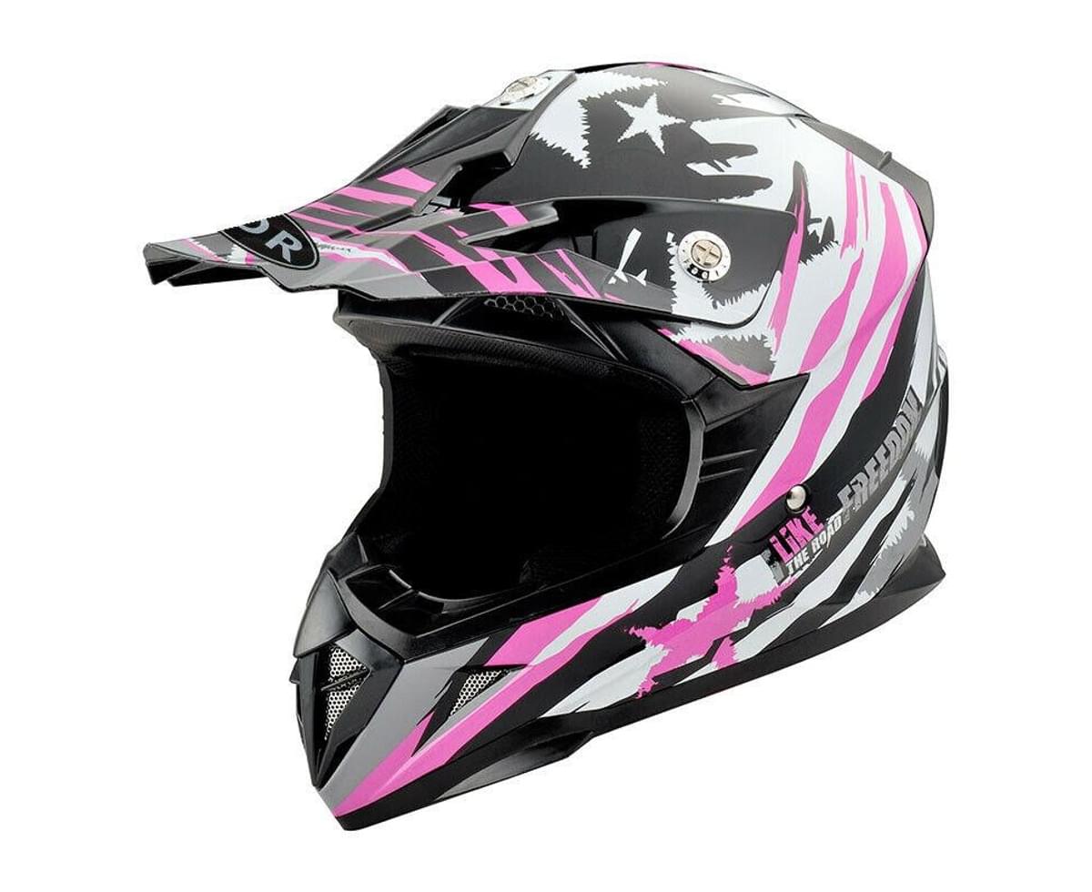 pink motorbike helmet