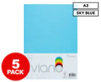The Paper House Liviano 180GSM A3 Colour Card 5-Pack - Sky Blue