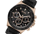 Hugo Boss Men's 45mm Hero Analogue Chronograph Leather Watch - Black/Carnation Gold