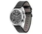 Hugo Boss Men's 44mm Metronome Analogue Chronograph Leather Watch - Black/Silver