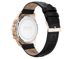 Hugo Boss Men's 45mm Hero Analogue Chronograph Leather Watch - Black/Carnation Gold