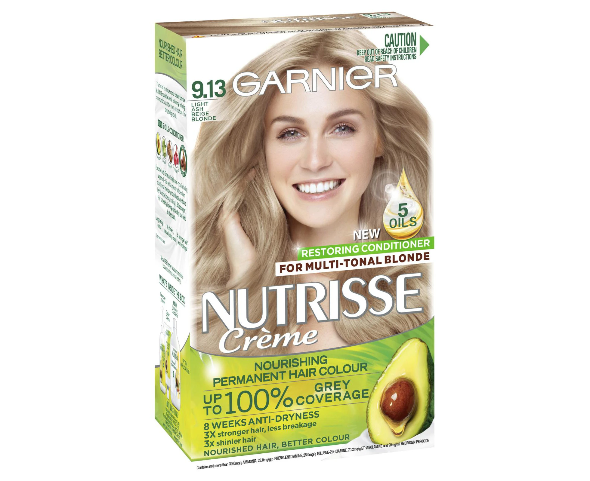 Garnier Nutrisse Permanent Hair Colour - 9.13 Light Ash Beige Blonde