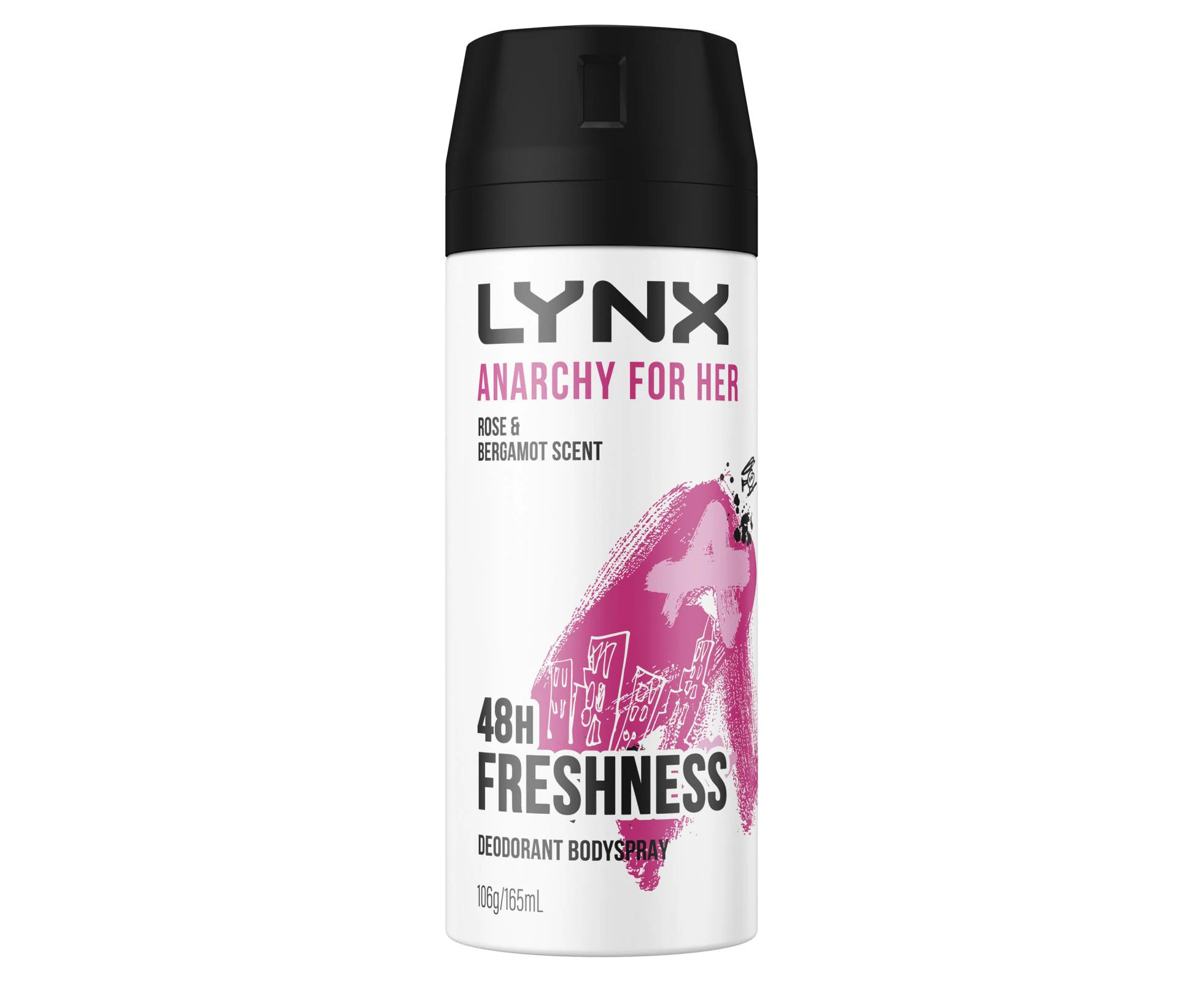 LYNX  Deodorant Body Spray 100% fresh fragrance & 48hr odour protection Anarchy For Her aerosol with added zinc technology to fight odour & odour-causin...