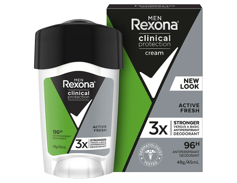 Rexona Men's Clinical Protection Antiperspirant Cream Deodorant Active Fresh 45mL