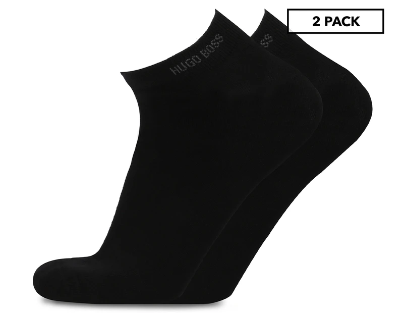 Hugo Boss Men's Finest Soft Cotton Ankle Socks 2-Pack - Black