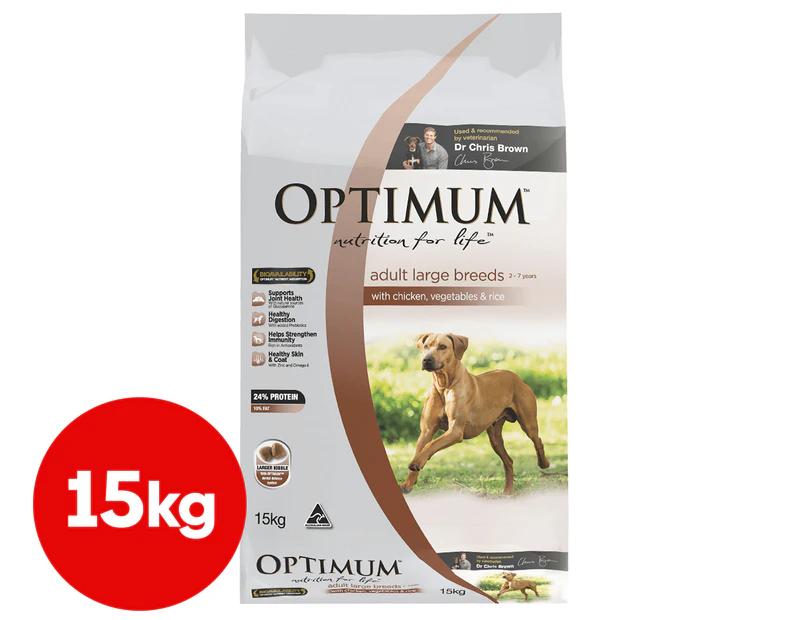 OPTIMUM Adult Large Breeds Dry Dog Food Chicken, Vegetables & Rice 15kg