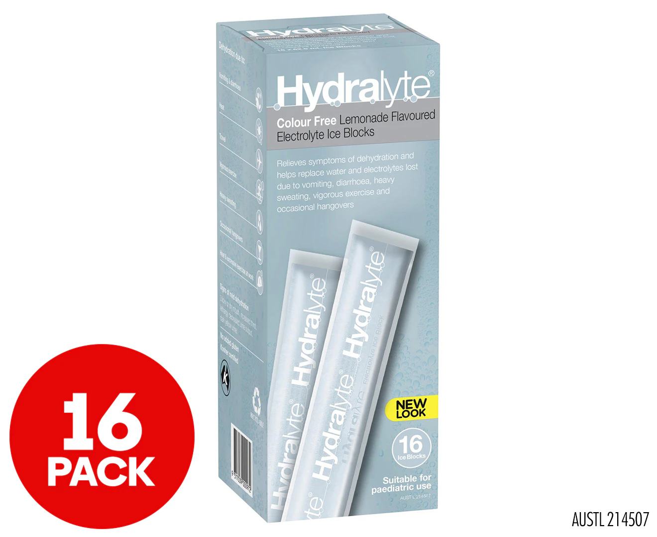 16pk Hydralyte Electrolyte Ice Blocks Lemonade