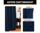 2x Blackout Eyelet Curtain Blockout Window Curtain Draperies Bedroom Living Room Curtain, Sold One Pair, Navy, Multi Sizes - Navy