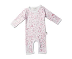 Babyushka Organic Water colour Flora  2pack Long sleeve Jumpsuit Pink AOP & Pink solid