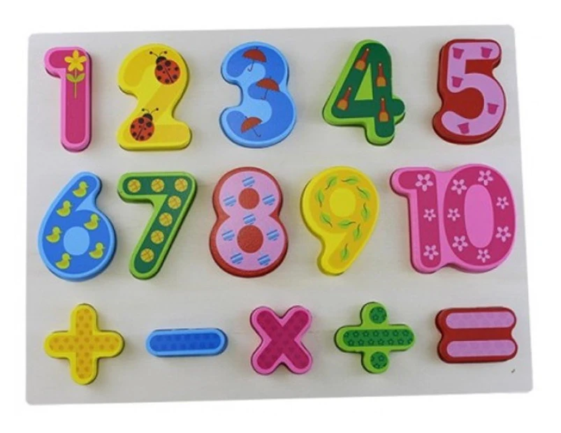 White Alpaca - Wooden Number Puzzle Board Children's Educational Learning Tool