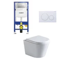 Geberit Toilet Package, Rimless Wall Hung Pan, Sigma 8 Inwall Cistern Frame with Sigma 20 Flush Plate Matt White