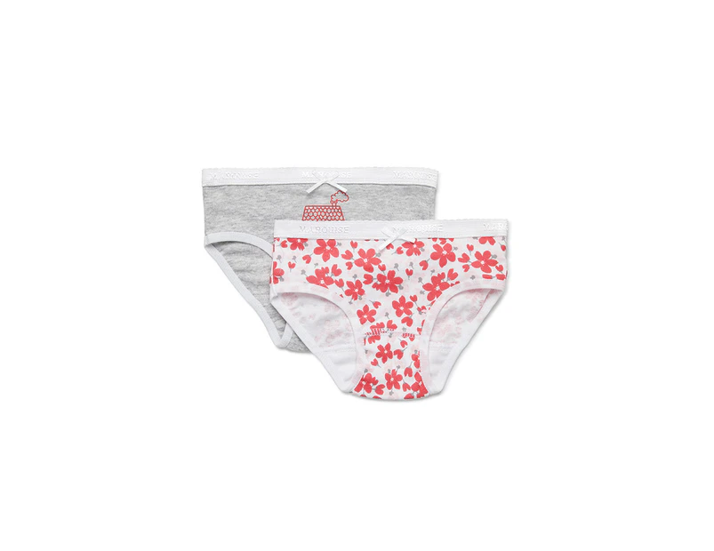 Marquise Floral Girls 2 Pack Underwear