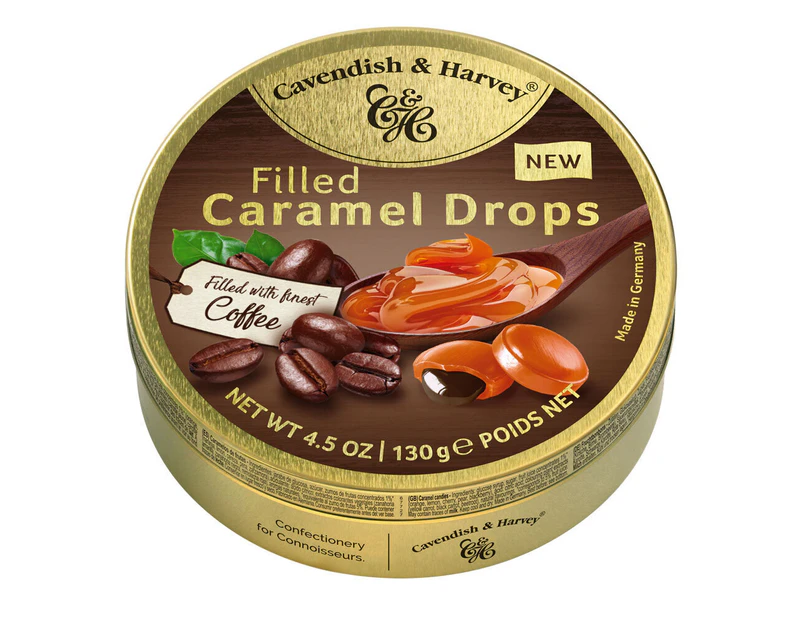 Cavendish and Harvey Caramel With Coffee Drops 130g Tin Sweets Candy Lollies