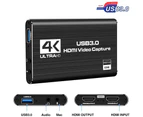 USB 3.0 to HDMI Video Capture Card 4K 1080P 60fps Game Video Record Live Streaming Converter Recorder