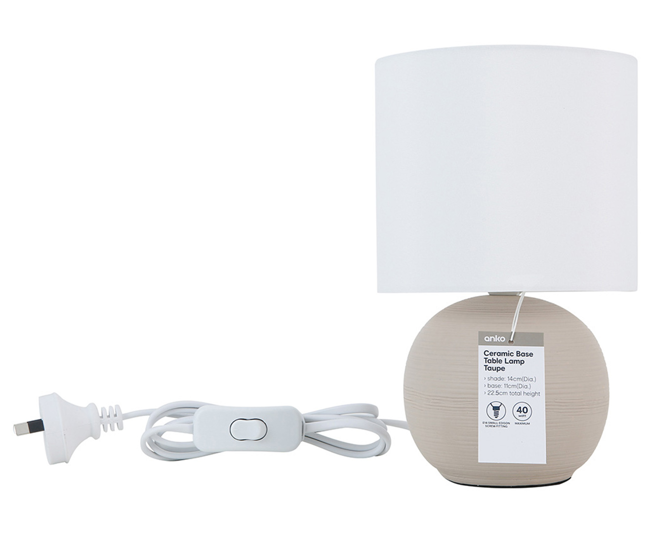 Anko by Kmart Ceramic Base Lamp - Taupe | Catch.com.au