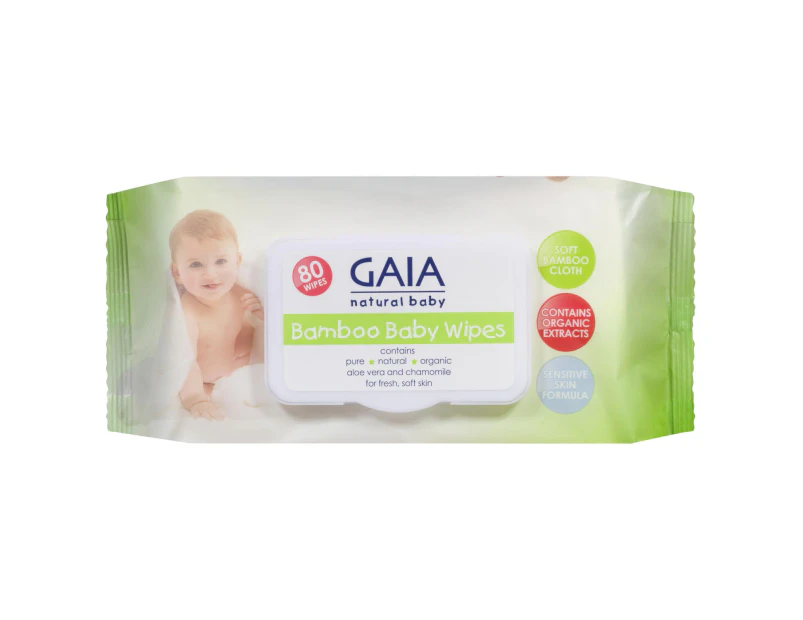 GAIA Bamboo Baby Wipes 80 Pack