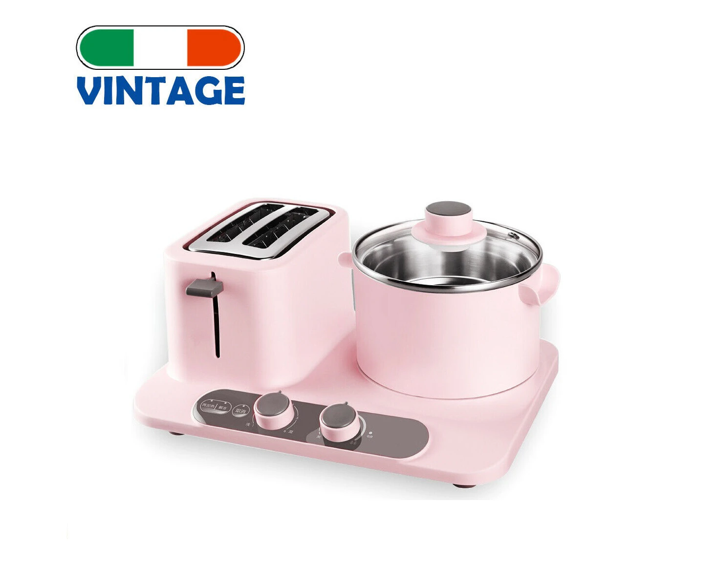 Vintage Electric 2 Slice Toaster Hot Plate Frying Pan Camping Cooking Breakfast Maker - Pink