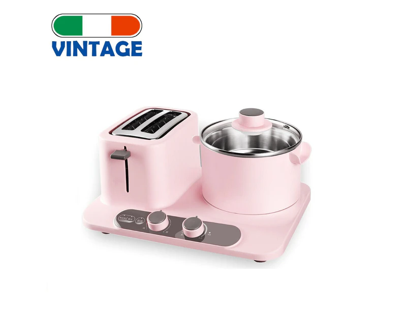 Vintage Electric 2 Slice Toaster Hot Plate Frying Pan Camping Cooking Breakfast Maker - Pink