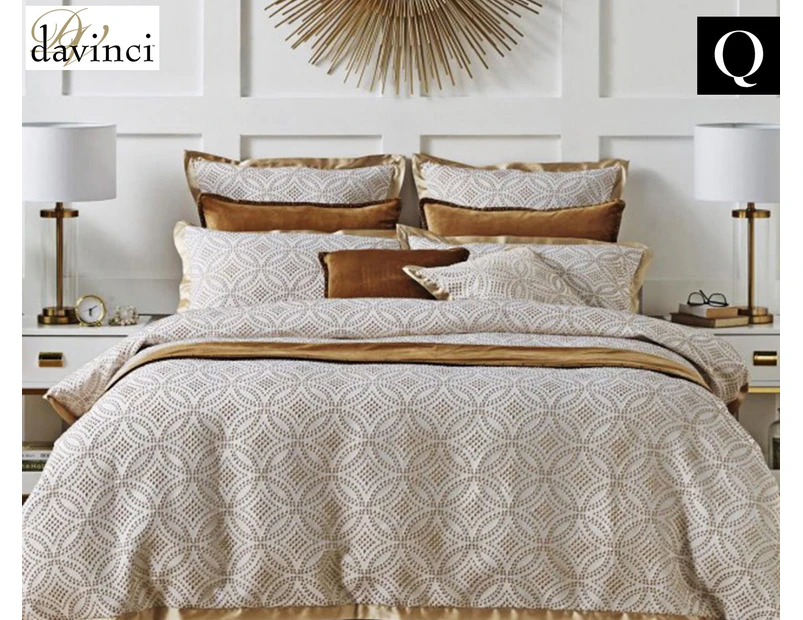 DaVinci Vivienne Queen Bed Quilt Cover Set - Cream/Gold