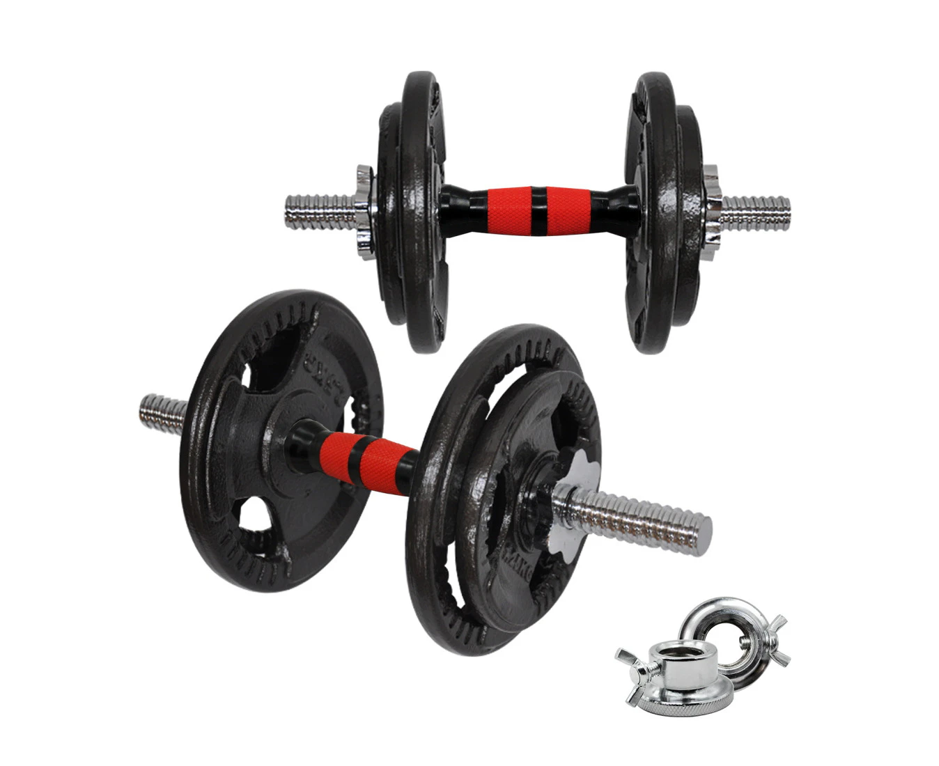 Total 20kg - 45cm Dumbell Bar - 1.25kgx4 + 2.5kgx4 - Iron Plate Dumbbell Weight