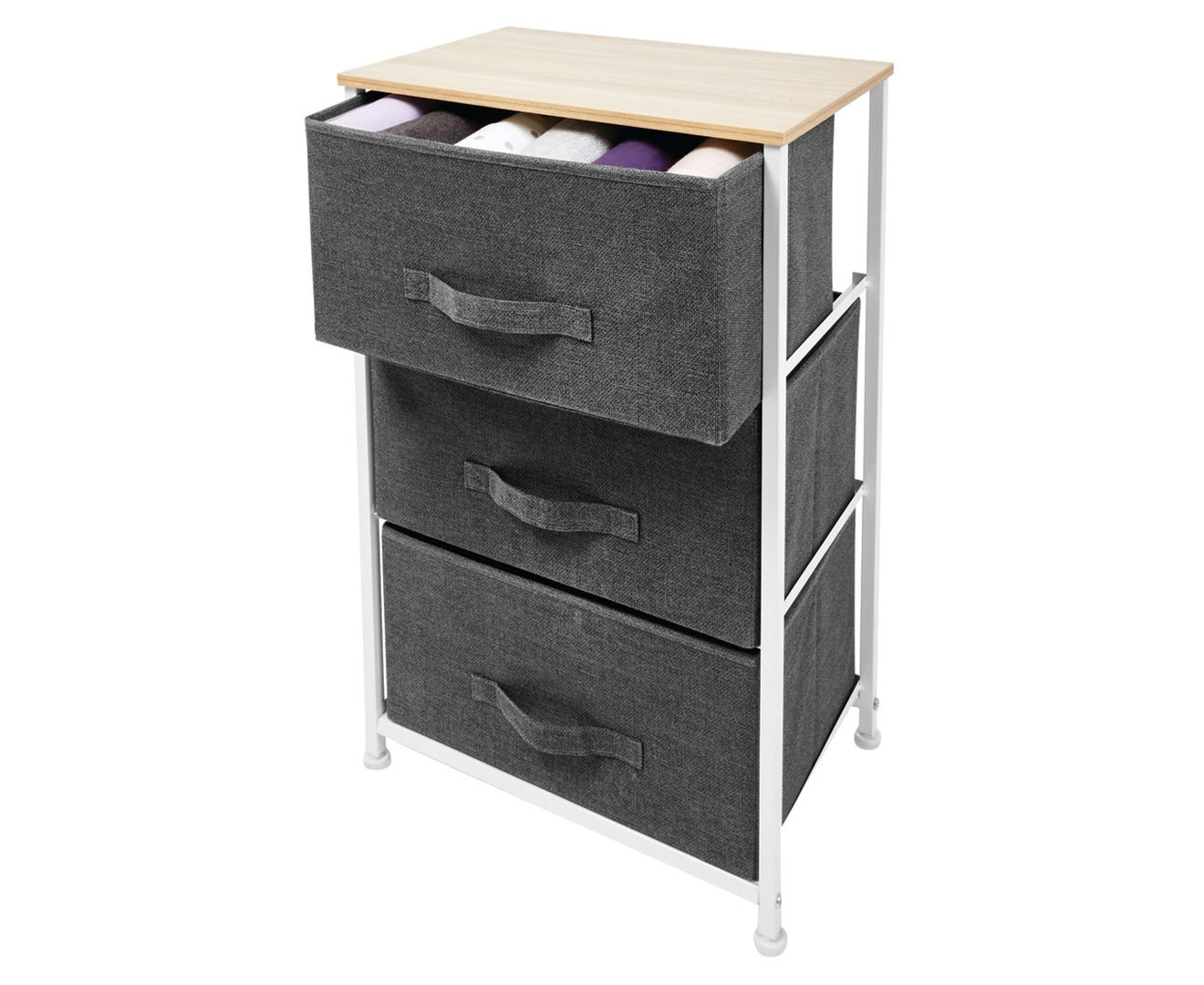 Anko by Kmart 3Drawer Chest Unit Grey/White/Natural