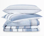 Anko by Kmart Hudson Seersucker Queen Bed Quilt Cover Set - Blue/Grey