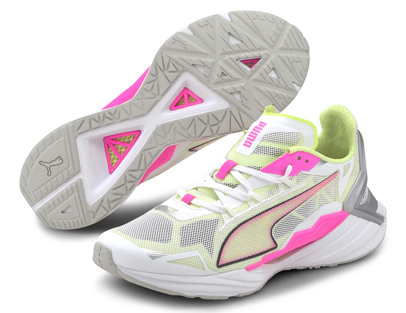 Puma Women's Ultra Ride Running Shoes - White/Pink/Yellow