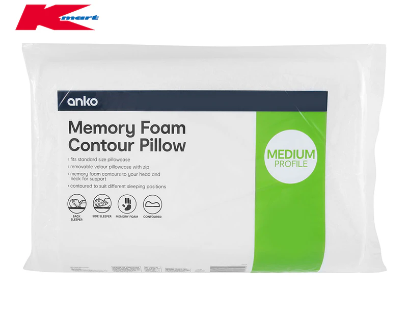 Anko by Kmart Memory Foam Contour Pillow - White