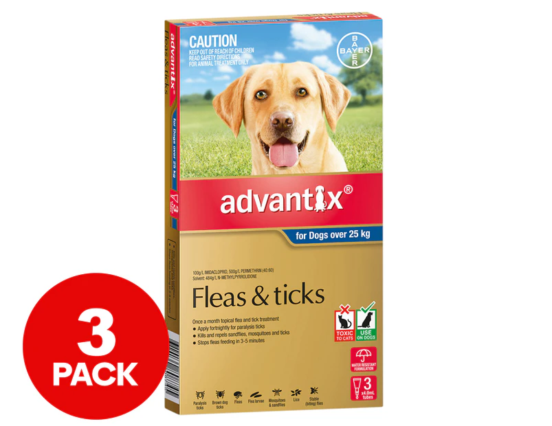 Advantix Fleas & Ticks Treatment For Extra Large Dogs 25kg+ 3pk
