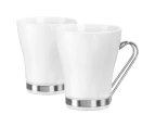 Bormioli Rocco 4 Piece Aromateca Oslo Cappuccino Cups Set - Tempered Tea Coffee Glasses - Stainless Steel Handle - 235ml