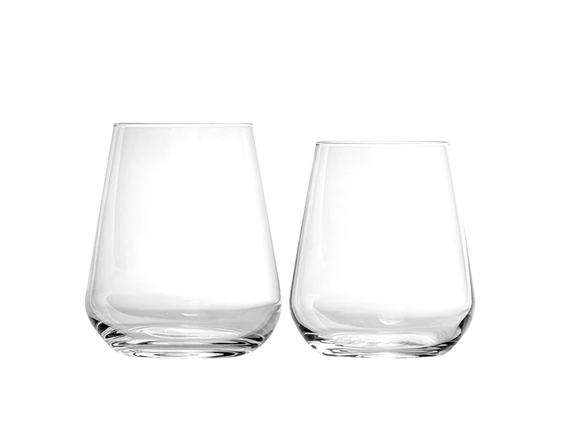 Bormioli Rocco Inalto Uno Water Tumblers and Stemless Wine Glasses - 12pc Set
