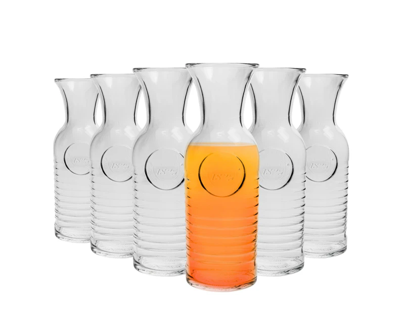 Bormioli Rocco Officina 1825 Glass Water Carafe - 1.2 Litre Serving Jugs - Made in Italy - Pack of 6